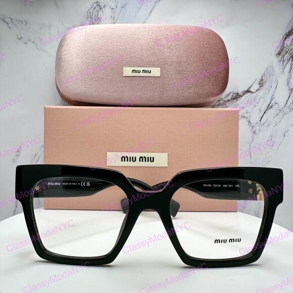 MIU MIU Womens Eyeglasses Black Square Full Rim frames 52-19mm Rx-able Womens main image 11